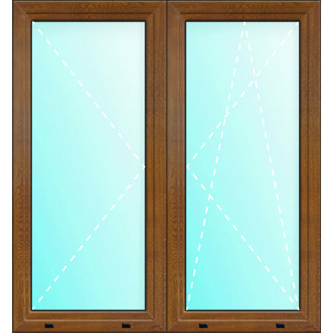 Uw 0,86 PORTE FINESTRA PVC, 2 ante con battuta et a ribalta, largeur 160 cm, hauteur 210 cm, bianco/golden oak, dimensioni varie
