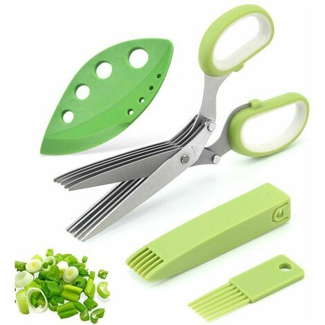 ux à her de cuisine en acier inoxydable trois pièces, ux à her polyvalents à 5 lames, couvercle avec peigne de nettoyage, ux de coupe multifonctionnels pour la cuisine