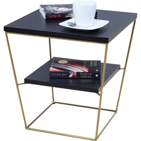 V-Drahttisch mit Ablage Gold Schwarz