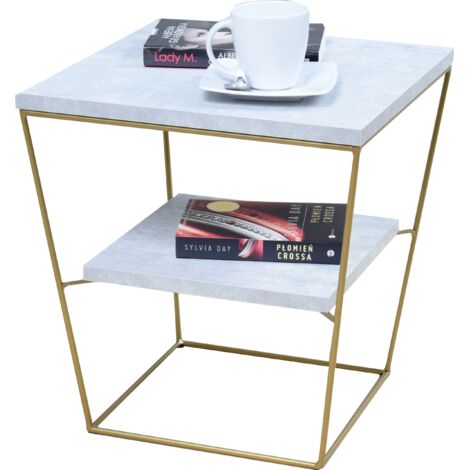 V-Drahttisch mit Ablage Golden Concrete Light