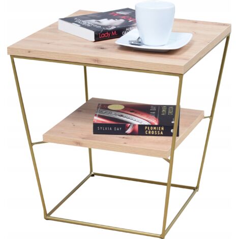 V-Drahttisch mit Ablage, Golden Oak Artisan