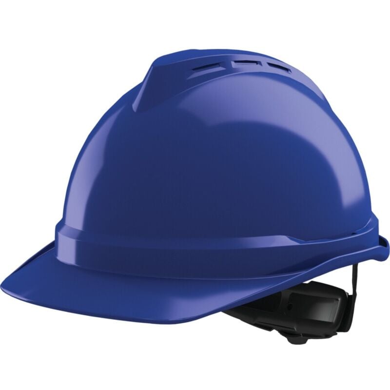 MSA - V-Gard 500 Vented Safety Helmet with Fas-Trac iii Suspension and Sewn pvc Sw - Blue