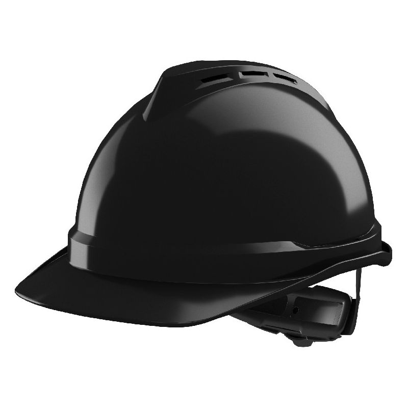 MSA - V-Gard 500 Vented Safety Helmet with Fas-Trac iii Suspension and Sewn pvc Sw - Black