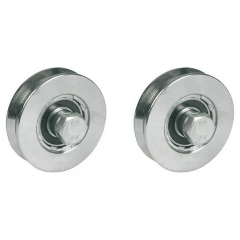 V-groove Wheel - Steel - 80 mm - Pack of 2 - 2 Ball Bearings - Zinc Plated
