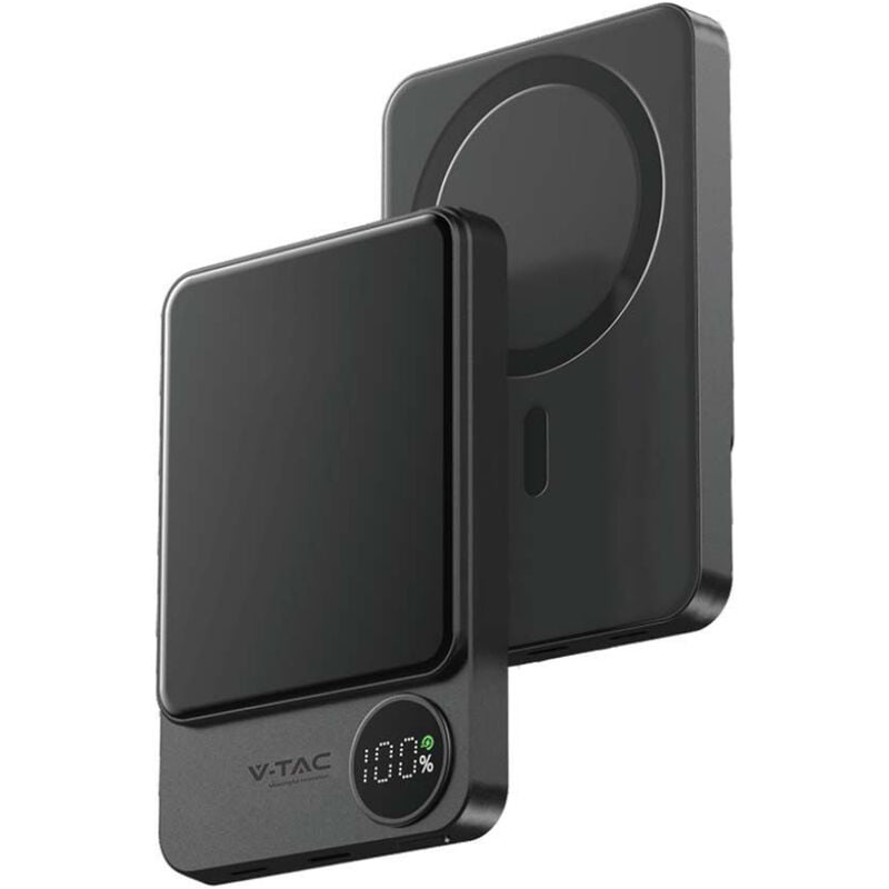 Power Bank 10 000 mAh MagSafe Ultra Slim 9mm Aluminium Alloy Magnetic Power Bank with Display and Wireless Charging Couleur Grey (Power Bank 10 000