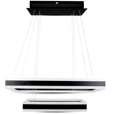 V-TAC 113W LED Pendelleuchte mit 2 Rechtecken, Schwarzes Metall, Warmweiß, Dimmbar