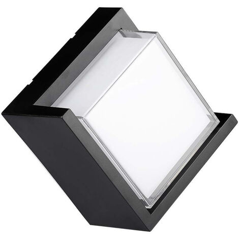 V-TAC 12W quadratische LED-Wandleuchte mit halbabgedecktem Diffusor, Schwarz, Warmweiß, IP65