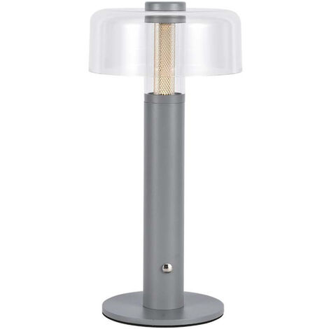 V-TAC 1W LED Tischleuchte, Transparent Grau, Wiederaufladbar, Dimmbar, Warmweiß