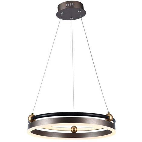 V-TAC 20W runde LED-Pendelleuchte aus Metall, Kaffeefarbe, T: 42,5 cm H: 110 cm, Warmweiß