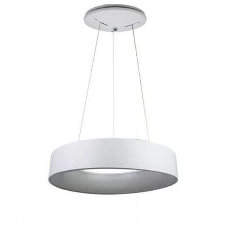 V-TAC 25W runde LED-Pendelleuchte aus weißem Metall, D: 45 cm, H: 120 cm, Warmweiß