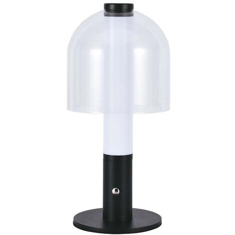 V-TAC 2W LED Tischleuchte Schwarz und Transparent Wiederaufladbar, Touch Dimmbar 3-in-1