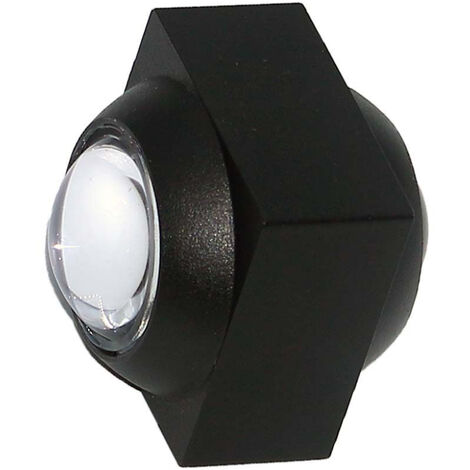 V-TAC 2W LED Wandleuchte Doppelstrahl Schwarz Gehäuse Warmweiß IP54
