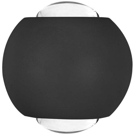 V-TAC 2W Sphärische LED-Wandleuchte Doppelstrahl Schwarz Naturweiß IP54