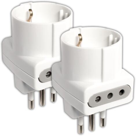V-TAC 2x Multipresa Adattatore Triplo con 2 Prese 10A + 1 Presa Frontale Bipasso Schuko e Spina 16A - Adattatore di Corrente da Muro per Casa, Ufficio, Negozio, Azienda, Bianco - Max 1500W