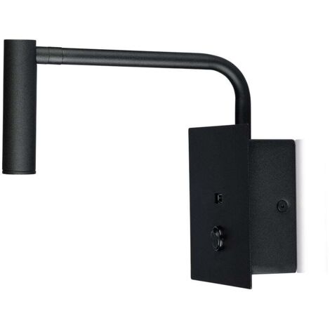 V-TAC 3W LED Hotel Leseleuchte mit Schalter, USB-Anschluss, Schwarz, Warmweiß