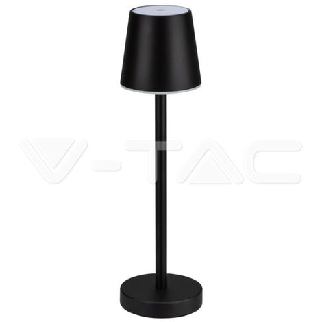 V-TAC 3W LED Tischleuchte Schwarz Wiederaufladbar, Touch Dimmbar Naturweiß