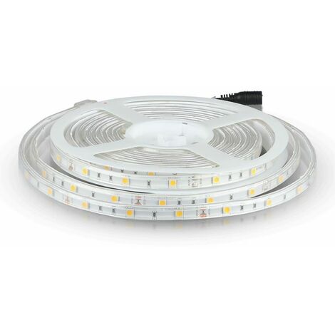 V-tac 5 metros de tira de leds 4.8w por metro 12v luz frÍa 6400k exterior ip65 2144