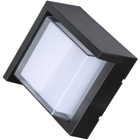 V-TAC 7W quadratische LED-Wandleuchte mit halbabgedecktem Diffusor, Schwarz, Warmweiß, IP65