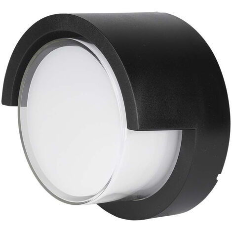 V-TAC 7W Runde LED-Wandleuchte mit halbabgedecktem Diffusor, Schwarz, Warmweiß, IP65