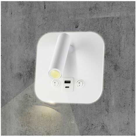 V-TAC 8W CREE LED-Wandleuchte, verstellbar, mit 2× USB-PD 20W Hintergrundbeleuchtung, Weiß 3000K – Artikelnummer 240026