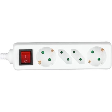 V-TAC Adapter & Steckdosen - 4 Wege - Schalter-Verlängerungssteckdose - IP20 - Weiß - 1,5m Kabel