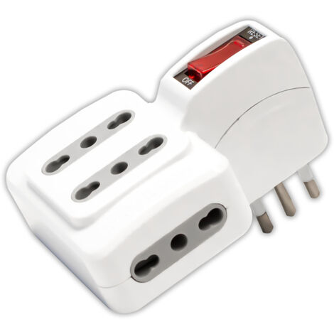V-TAC Adattatore 4 Prese 10/16A 2P+T Bipasso Sovraccarico 1500W Spina 10A