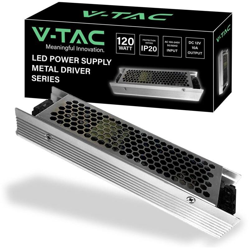 Image of Alimentatore per Strisce led Professionale 120W 12V 10A - Trasformatore in Metallo per Apparecchiature Elettroniche, Telecamere, Schermi - Ultra