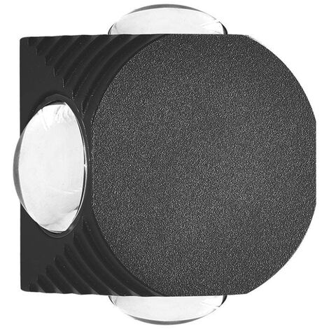 V-TAC Applique LED da Muro 4W con 4 Fasci Luminosi Corpo Nero Bianco Naturale IP54
