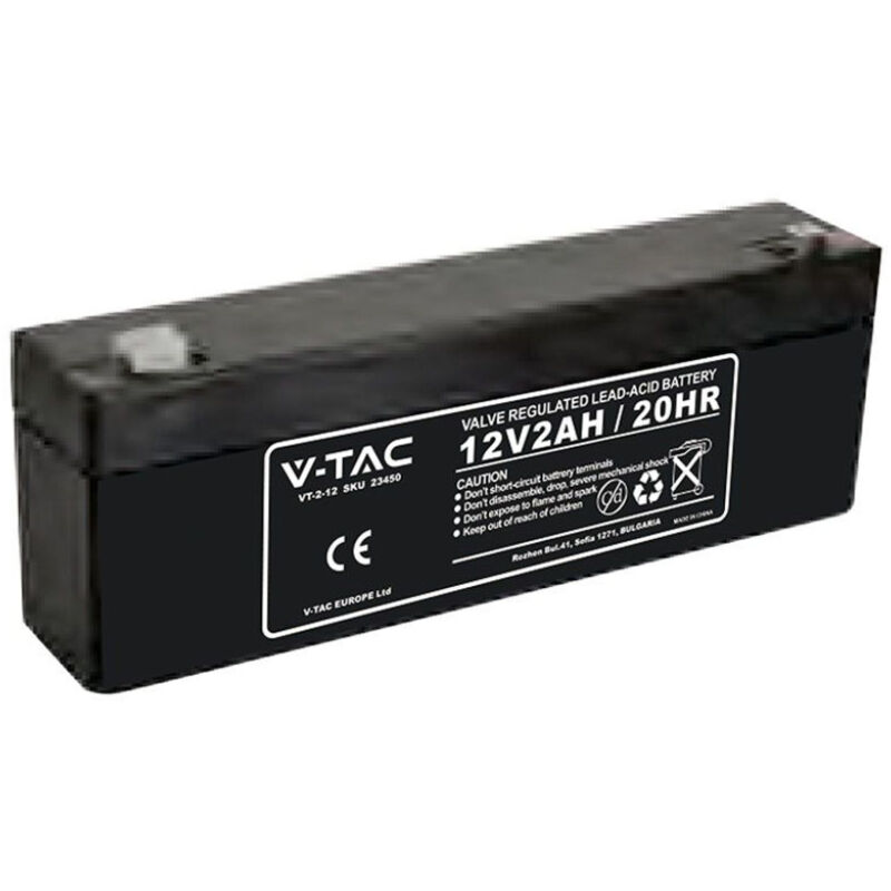 Image of V-TAC Batteria al Piombo 2Ah 12V per UPS, allarmi, videosorveglianza Lead-Acid T1 1783560mm - 23450 - Nero