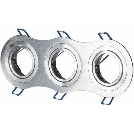 V-TAC Dreifach-LED-Einbaustrahlerhalter rund 3GU10 in gebürstetem Aluminium verstellbar