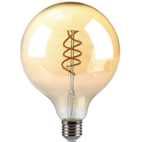 V-TAC E27 6W G125 LED-Glühbirne, Doppelspirale, Bernstein-Filament, 1800K