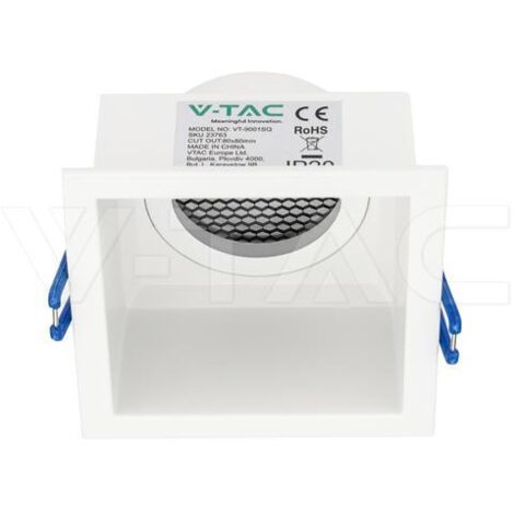 V-tac einbaulampe gu10 quadratisch blendfrei weiß aluminium - 23763