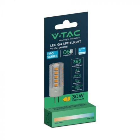 V-TAC Faretto LED Chip Samsung Attacco G4 3.2W a Capsula Bianco Freddo