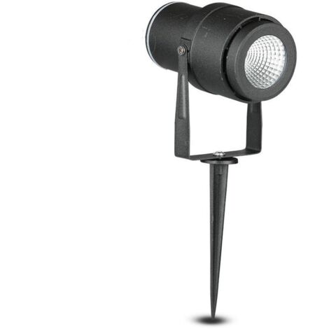 V-TAC Faretto LED da Giardino 12W con Picchetto Colore Nero Bianco Caldo IP65