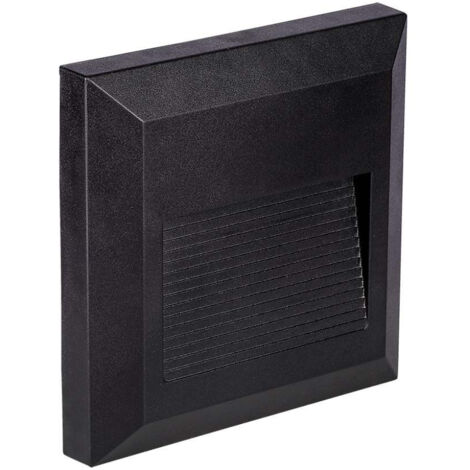 V-TAC Faretto LED Segnapasso Quadrato Montaggio a Plafone 2W Colore Nero Bianco Caldo IP65