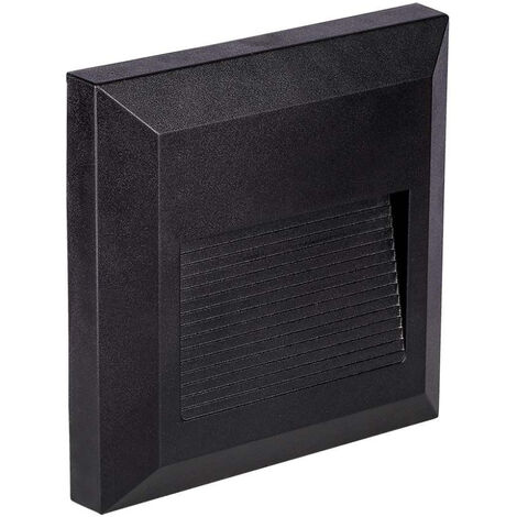 V-TAC Faretto LED Segnapasso Quadrato Montaggio a Plafone 2W Colore Nero Bianco Caldo IP65