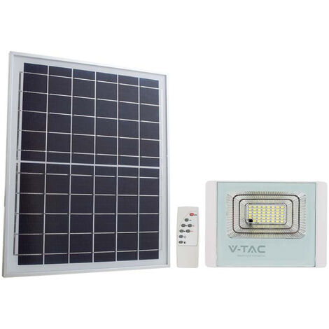 V-TAC Faro LED con Telecomando e Pannello Solare 12W, LiFePO4, Timer, Bianco Naturale IP65