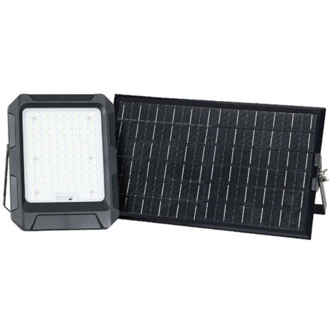 V-TAC Faro LED con Telecomando e Pannello Solare 15W Batteria sostituibile Cavo da 3m Colore Nero Bianco Naturale