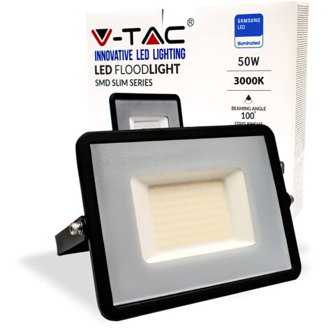 V-TAC Faro LED da Esterno 50W con Chip Samsung - [Ultima Generazione] - IP65-4000 Lumen - Proiettore Faretto LED Esterno Nero per Casa, Giardino, Garage - Impermeabile - Fari - Luce Bianca Naturale
