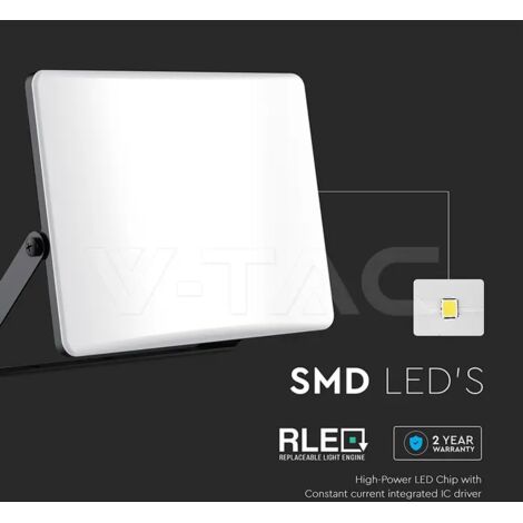 V-TAC Faro LED SMD 100W Diffusore Bianco Opaco Black Frame CCT IP65