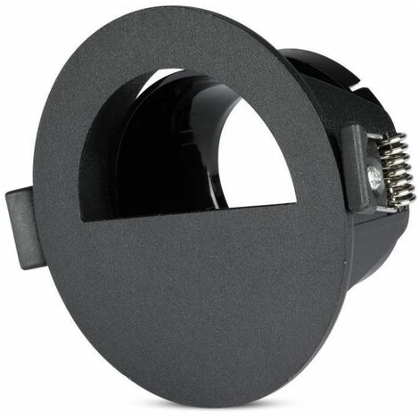 V-TAC GU10 LED-Einbaustrahlerhalter mit Halbmondabschnitt, Farbe Schwarz mit schwarzem Innenraum