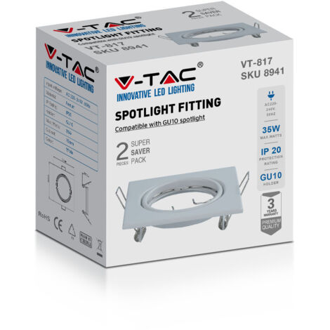V-tac kit 2 weiß gu10 quadratisch vt-817 8941