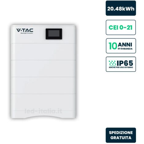 V-TAC Kit 4 Hochvolt-Speichermodule 20,48 kWh LFP 100 Ah 204,8 V IP65