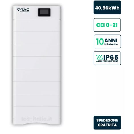 V-TAC Kit 8 Moduli Accumulo Alta Tensione 40.96kWh LFP 100Ah 409.6V IP65