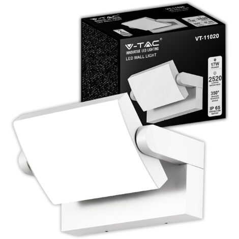 V-TAC Lampada da Parete per Esterno o Interno 17W - Lampada Muro Bianca Regolabile - Applique da Parete Moderno in Alluminio per Giardino, Terrazzo, Corridoio, Balconi - IP65 - Luce Calda