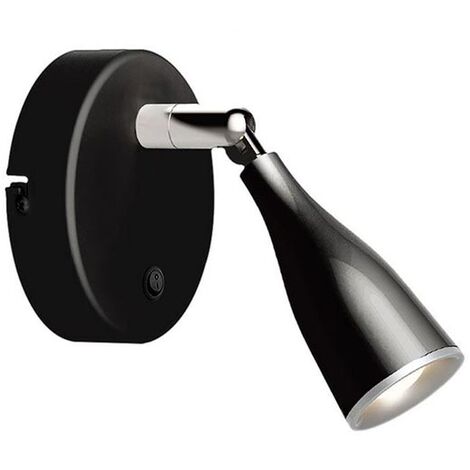 V-TAC Lampada LED da Muro 4,5W Colore Nero con Interruttore Bianco Caldo