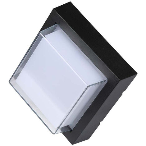 V-TAC Lampada LED da Muro Quadrata con Diffusore Semicoperto 7W Colore Nero Bianco Caldo IP65