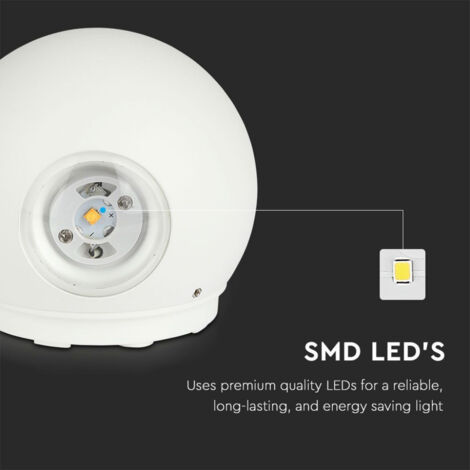 V-TAC Lampada LED da Muro Sferica 4W Doppio Fascio Luminoso Colore Bianco Bianco Caldo IP65