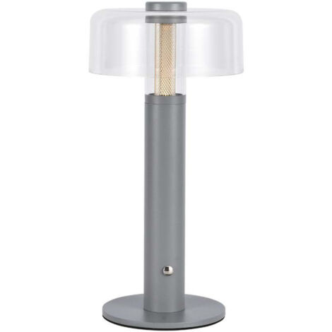 V-TAC Lampada LED da Tavolo 1W Grigio Trasparente Ricaricabile, Dimmerabile Bianco Caldo