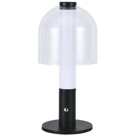 V-TAC Lampada LED da Tavolo 2W Nero e Trasparente Ricaricabile, Touch Dimmerabile 3in1